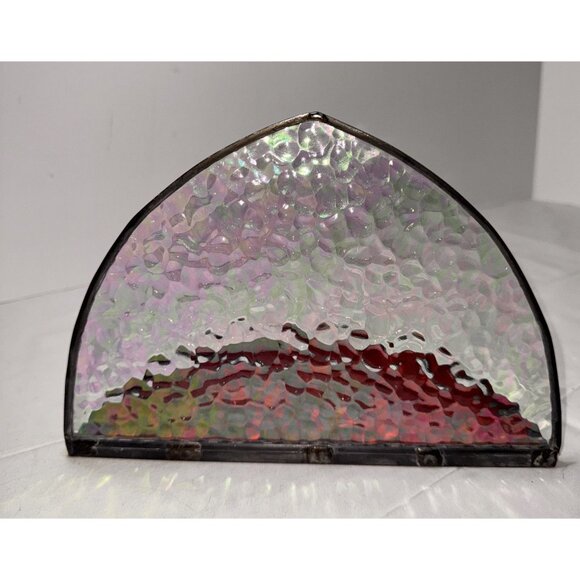Stained leaded Glass Red & Iridescent Decorative set for sun catchers garden - Picture 3 of 5